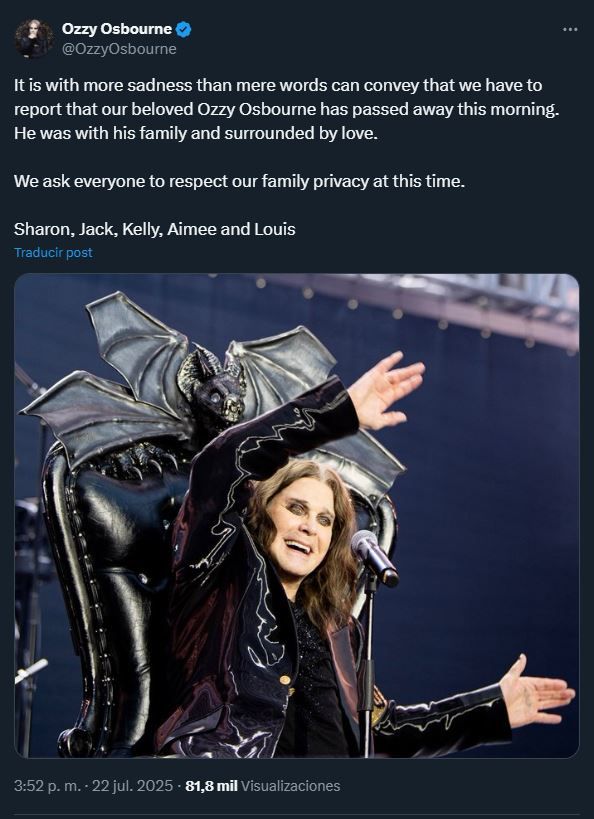 Muerte de Ozzy Osbourne