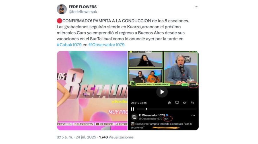 Pampita reemplazará a Guido Kaczka 