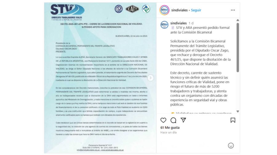 STV y ARA presentó pedido formal ante la Comisión Bicameral 20250723