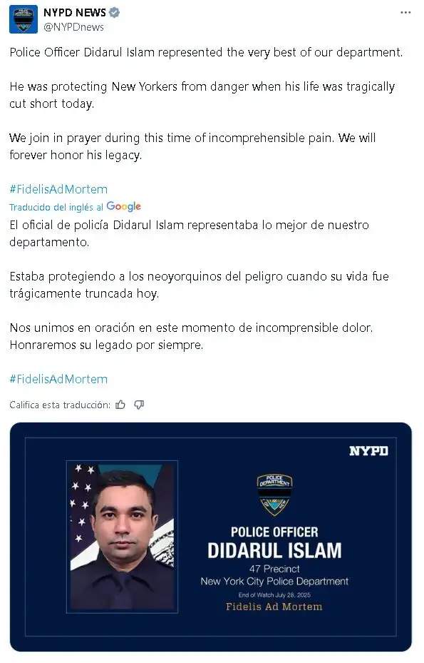 Comunicado de NYPD