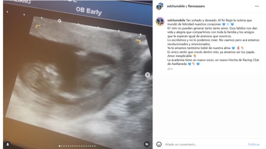 Flavio Azzaro y Sol Nobile confirmaron que serán padres