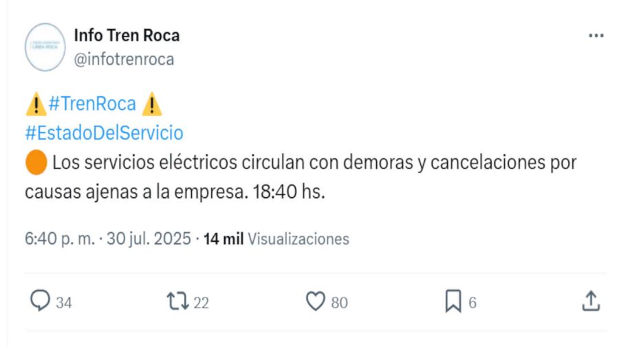 Info Tren Roca X 20250730