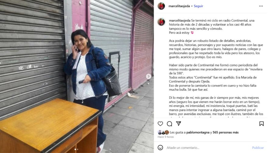 Marcela Ojeda se despidió de Radio Continental