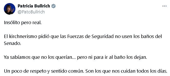 Tuit Patricia Bullrich