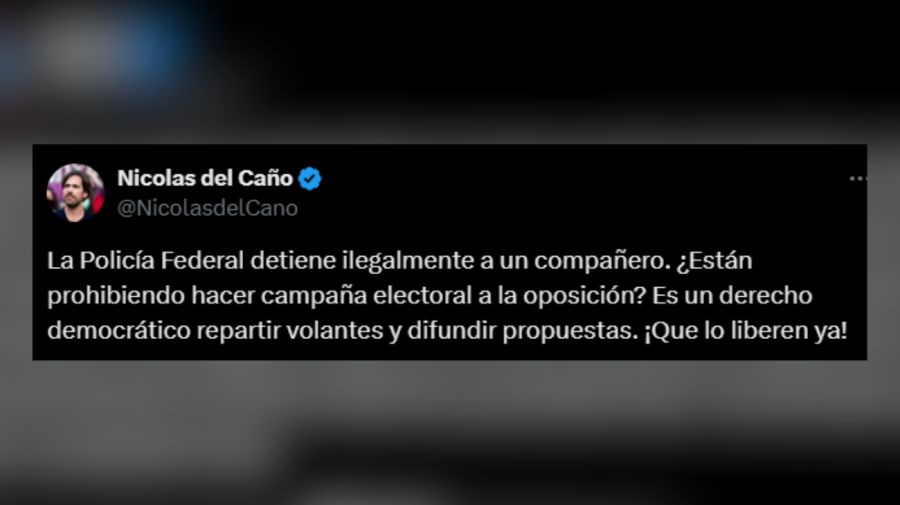 Tweet Nicolás Del Caño contra Policía