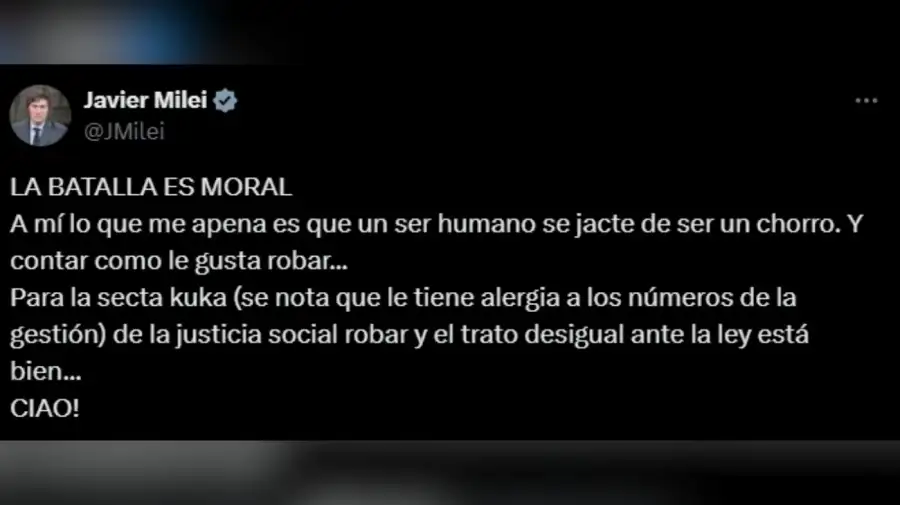 Tweet Javier Milei Angela Torres