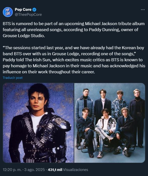 Rumores de BTS grabando una canción inédita de Michael Jackson