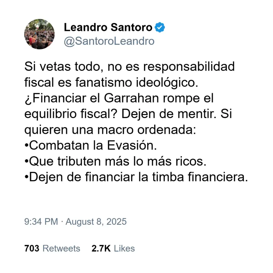 Posteo de Leandro Santoro