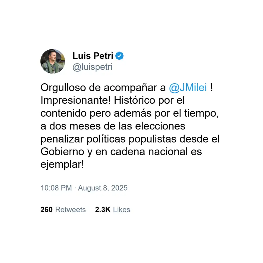 Posteo de Luis Petri