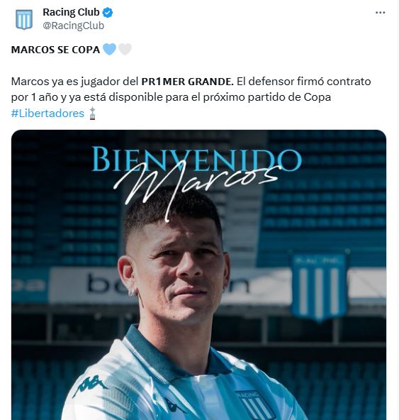 Rojo en Racing redes