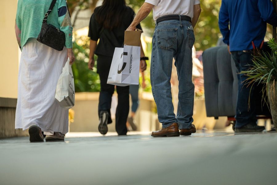 Shoppers at a shopping center in Walnut Creek, California. 