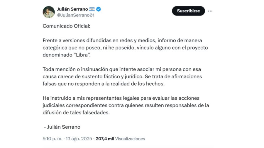 El descargo de Julián Serrano