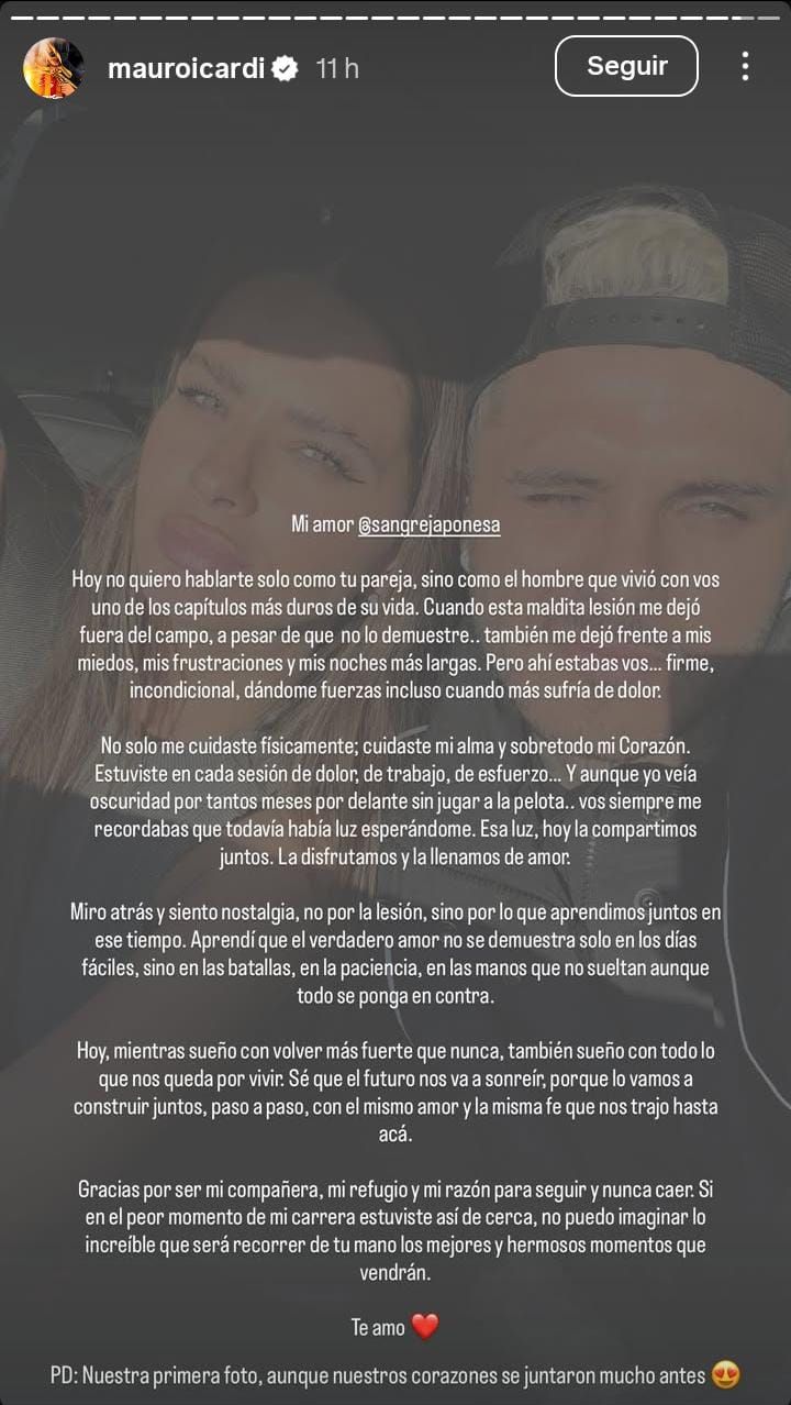 La dedicatoria de Mauro Icardi a la China Suárez
