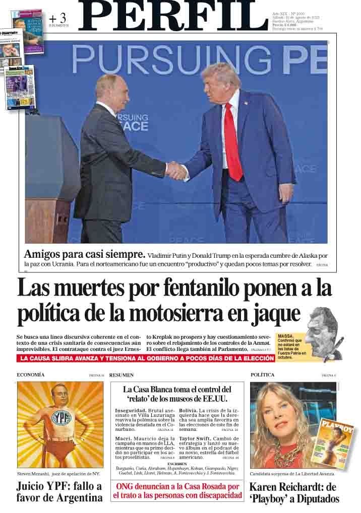La tapa del Diario PERFIL del sábado 16 de agosto de 2025