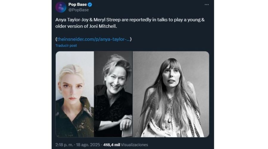 Meryl Streep, Anya Taylor-Joy y Joni Mitchell