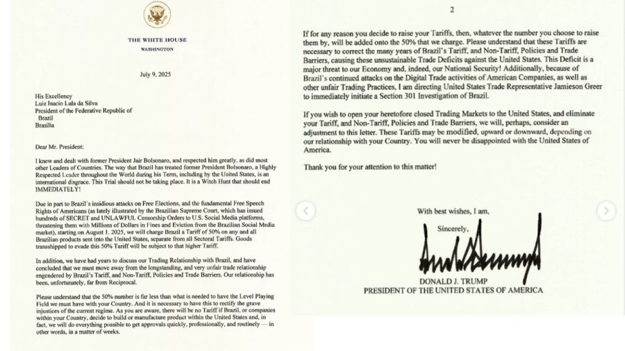 Carta de Trump a Lula da Silva castigo por la “caza de brujas” a Bolsonaro 