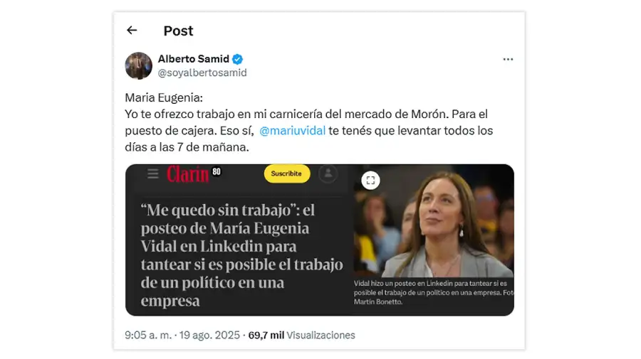 Maria Eugenia Vidal y Alberto Samid 19082025