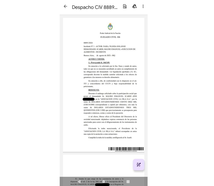 Mauro Icardi ingresó al registro de deudores alimentarios