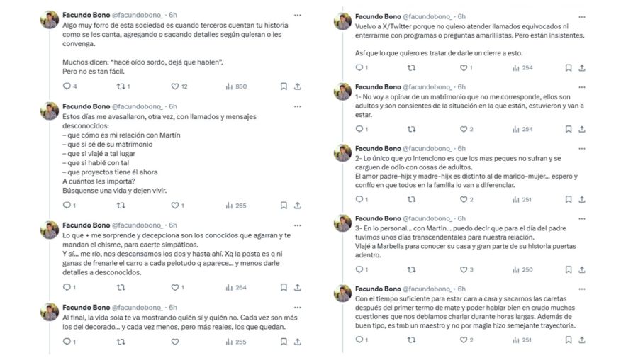 Los mensajes de Facundo Bono