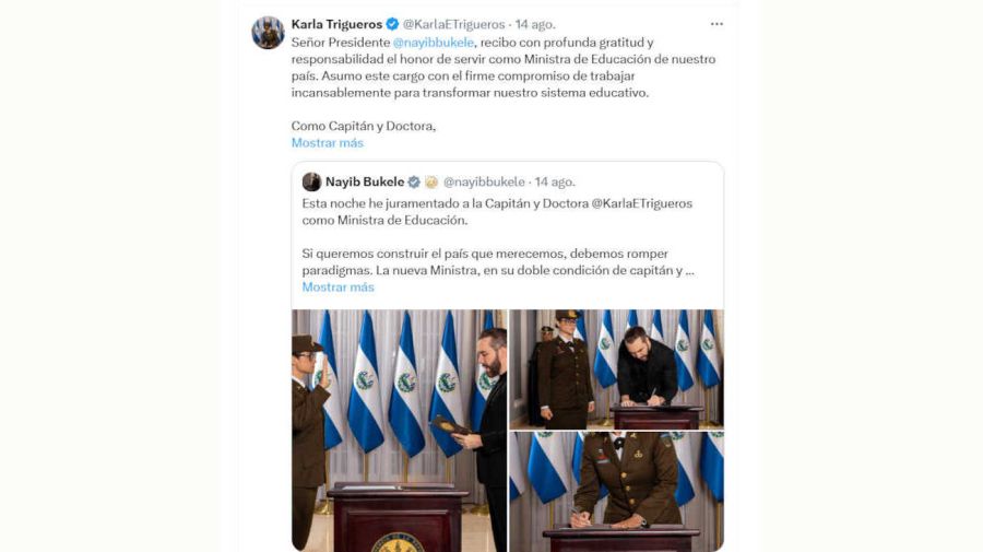Karla Trigueros la nueva ministra de educación de El Salvador es militar 20250821