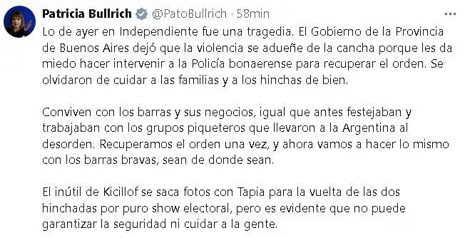 帕特里夏·布里希(Patricia Bulrich)拘留了独立事件和智利大学的Axelkicillof事故