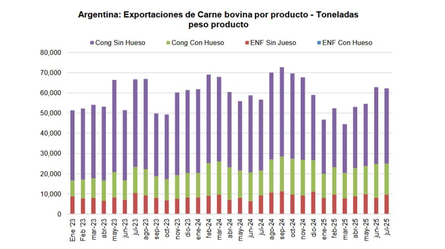Exportaciones bobinas en toneladas 22082025