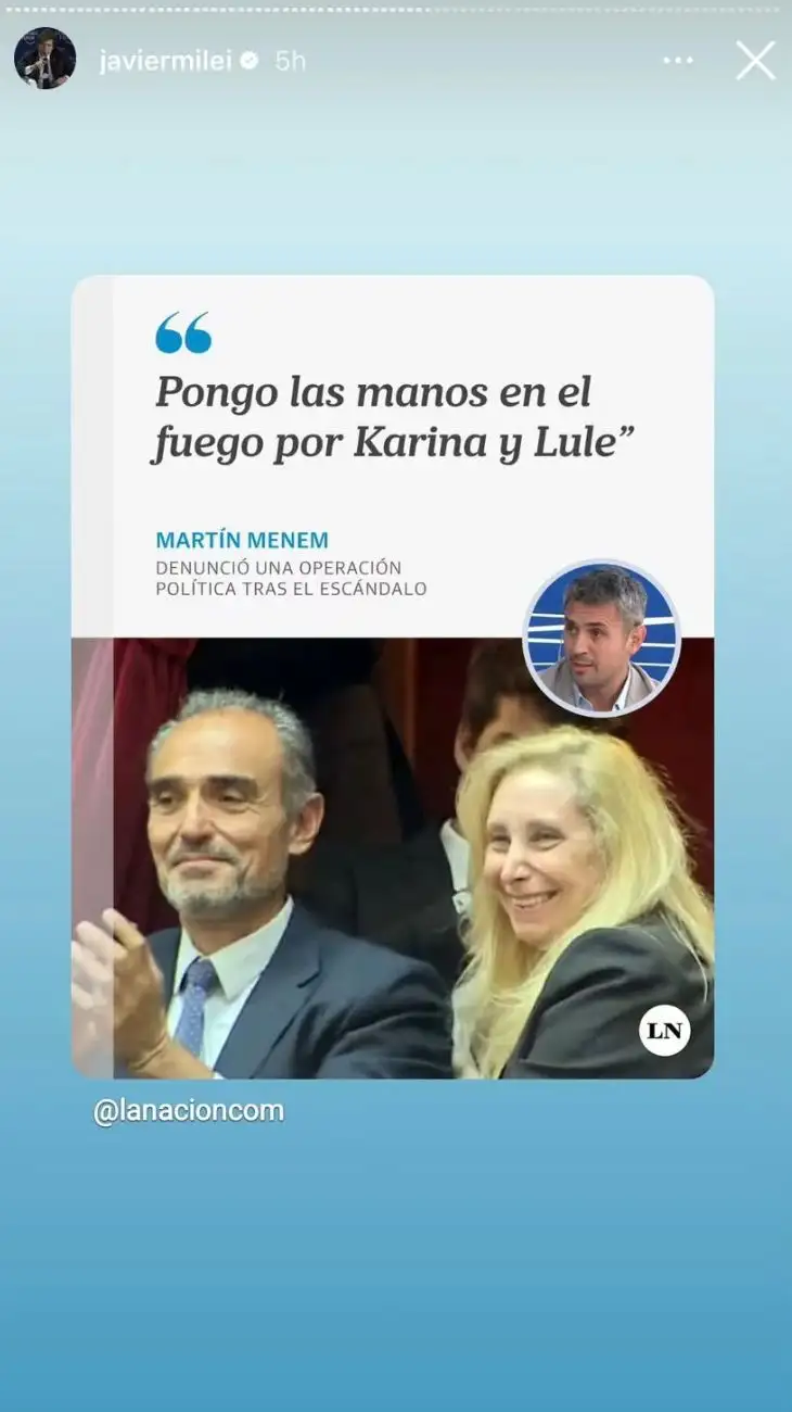 Javier Milei compartió la defensa de Suizo Argentina