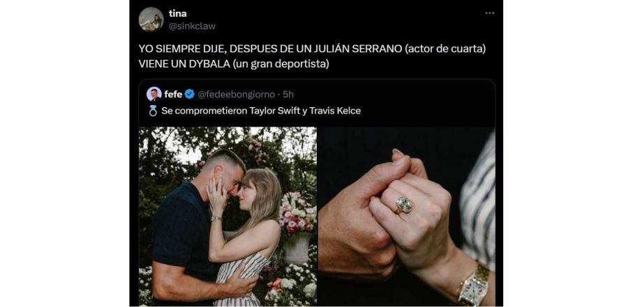 Los comentarios de la red sobre Julián Serrano tras el compromiso de Taylor Swift y Travis Kelce
