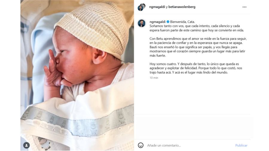 Nació Cata, la hija de Nicolás Magaldi