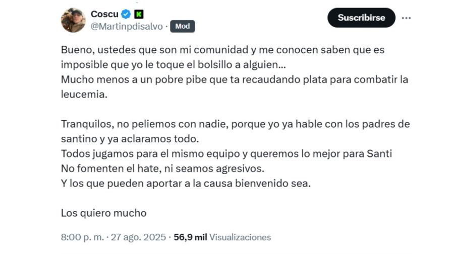 Coscu se defendió tras una fuerte denuncia pública