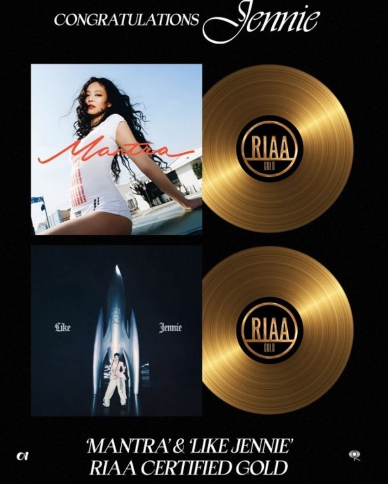 Jennie triple Certificación de Oro en Estados Unidos