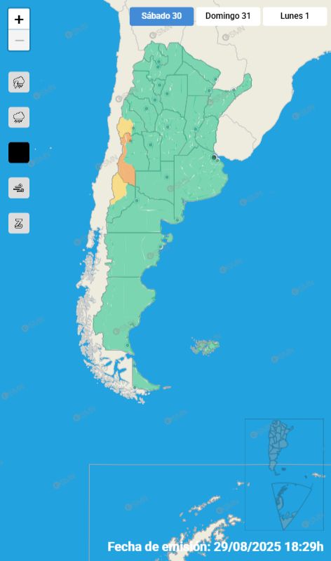 Alerta nevadas sábado 30 de agosto