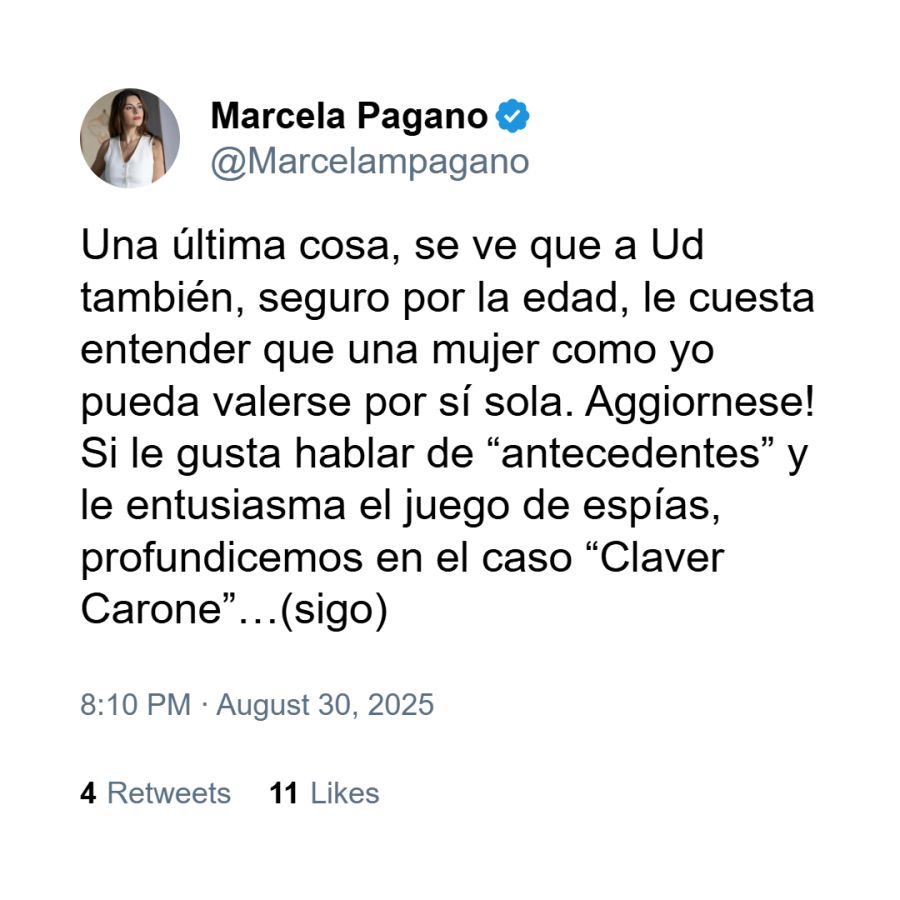Tuit de Marcela Pagano contra Guillermo Franco 3