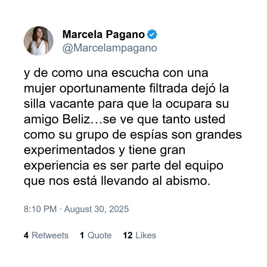 Tuit de Marcela Pagano contra Guillermo Franco 4