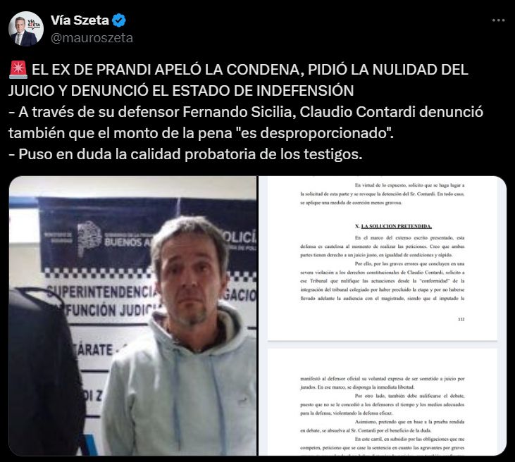 Claudio Contardi pidió la nulidad del juicio y puso en duda a los testigos de Julieta Prandi: ¿Puede quedar libre?