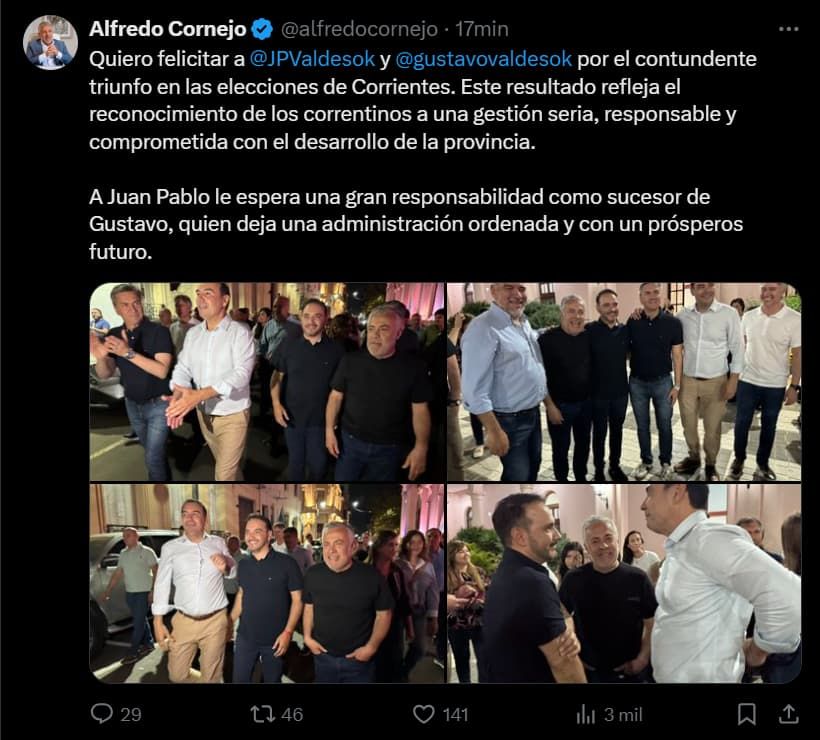 Gobernadores festejaron el triunfo de Juan Pablo Valdés 20250831