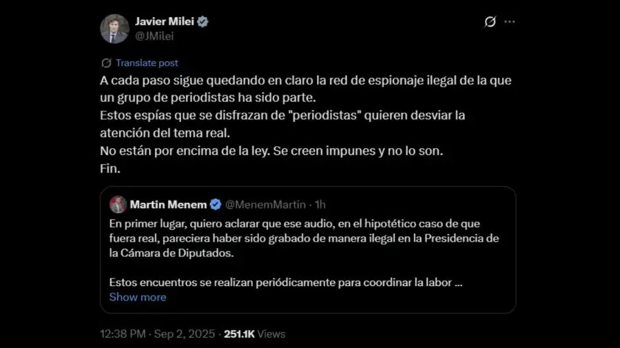 JAVIER MILEI ODIA A LOS PERIODISTAS