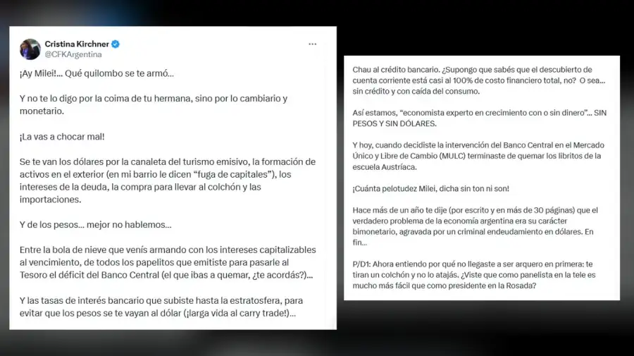 Tweets CFK Milei