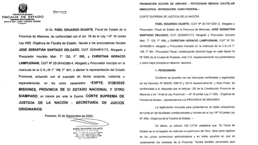 Amparo del gobernador de Misiones, Hugo Pssalacqua, para el reestablecimiento del pago de las Pensiones por Invalidez