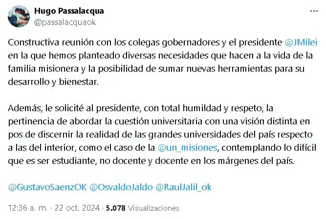 Hugo Passalacqua calificó de