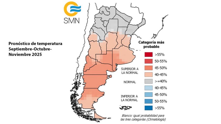 Las precipitaciones y las temperaturas que se esperan para la próxima primavera. 03092025