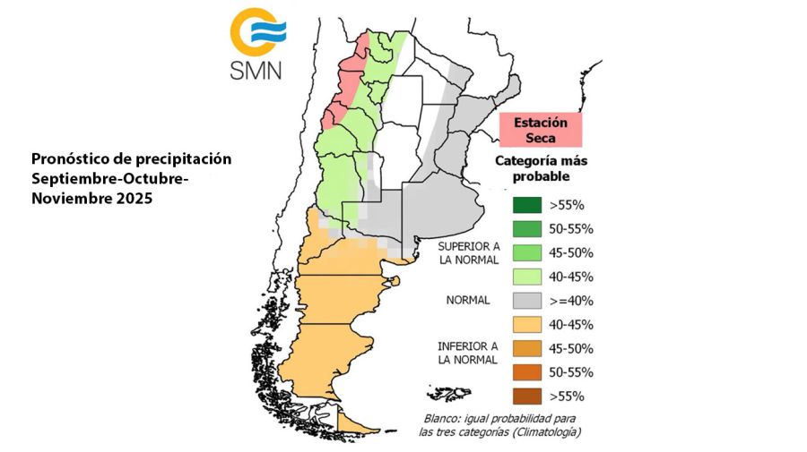 Las precipitaciones y las temperaturas que se esperan para la próxima primavera. 03092025