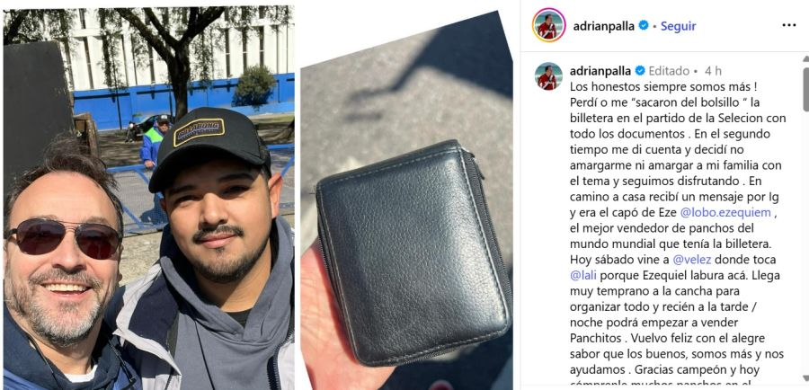 Adrián Pallares le agradeció al joven que le devolvió su billetera