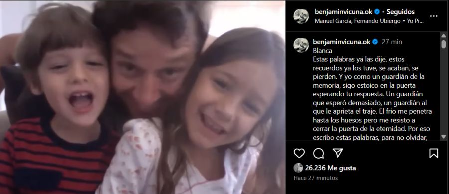 Con un video inédito, Benjamín Vicuña le dedicó un conmovedor mensaje a Blanca a 13 años de su muerte: 