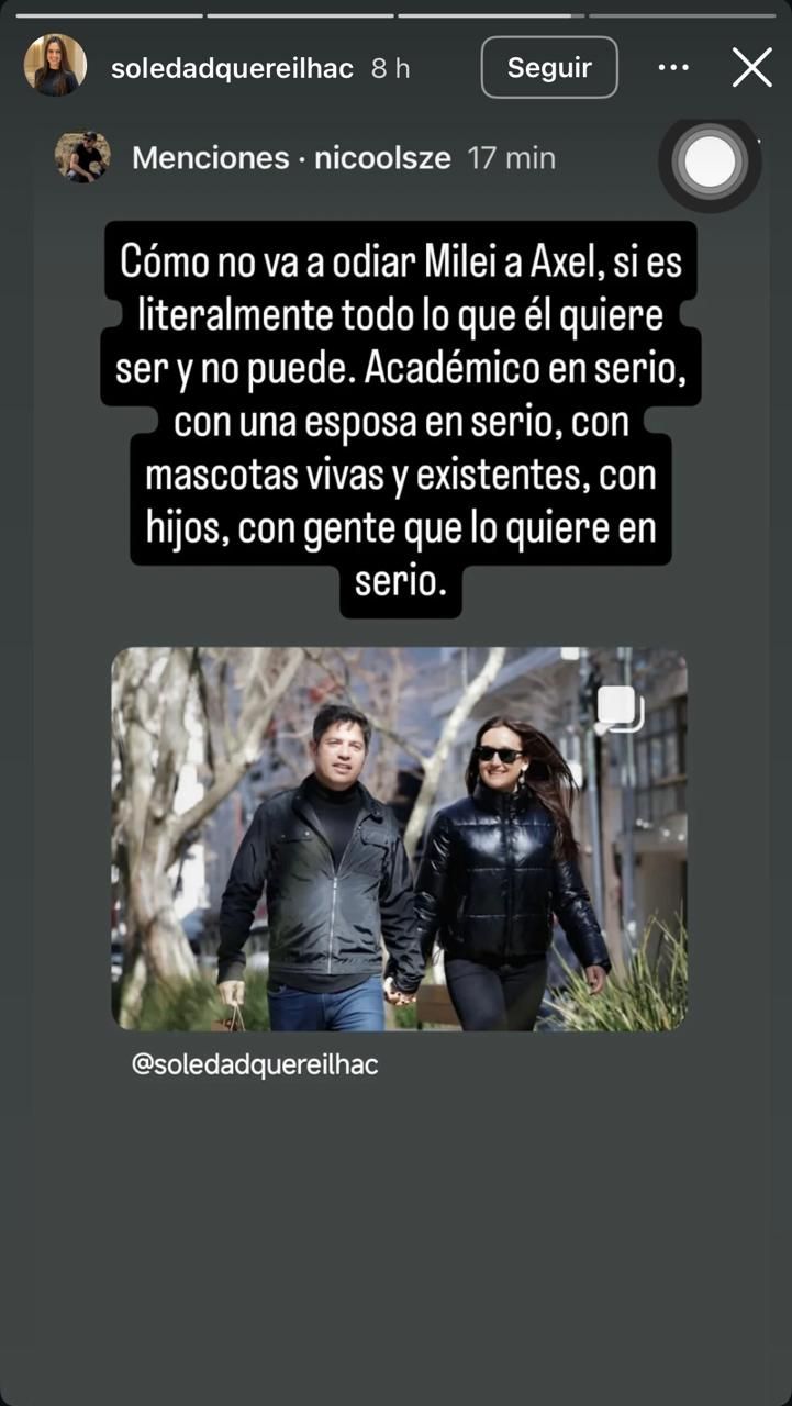 El posteo de Soledad Quereilhac. 