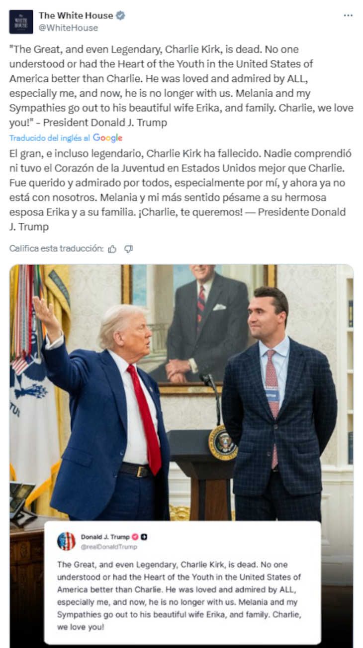 Donald Trump y Charlie Kirk 20250910