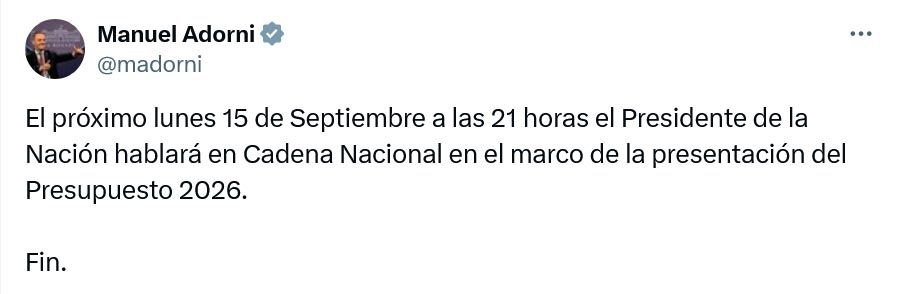 X Manuel Adorni 10092025