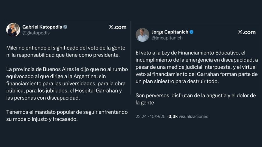 Tweets de los gobernadores en contra del veto a la ley de financiamiento universitario