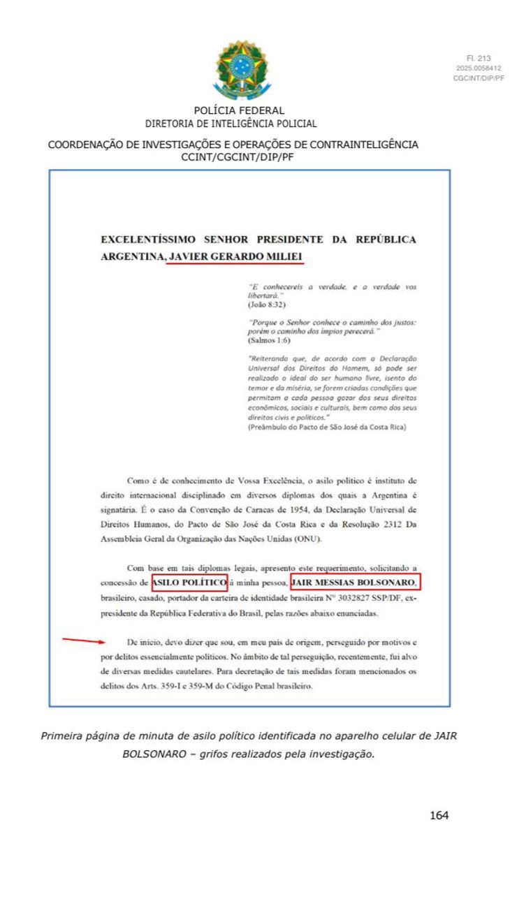 Documento sobre el supuesto plan de fuga de Bolsonaro 12092025