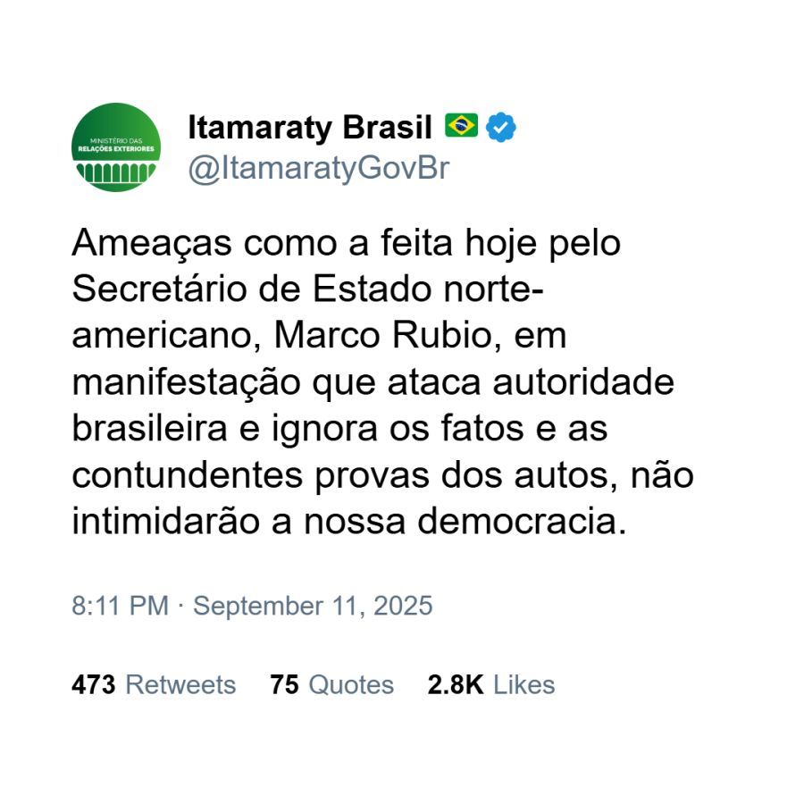 Respuesta del gobierno de Brasil al ataque de Marcos Rubio 3